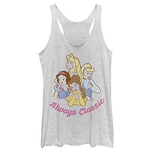 Image of Disney Women's Princess Always Classic Tri-Blend Racerback Layering Tank T-Shirt, White Heather, XXL