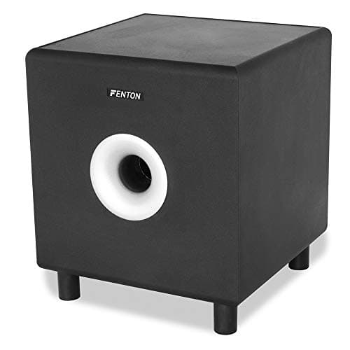 Image of Fenton SHFS08B Active HiFi Subwoofer 8" 200W Powered Home Cinema Subwoofer Speaker with Phase Control, Adjustable Crossover & RCA Line Input for Home Audio Systems
