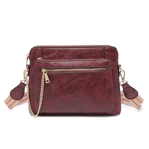 Image of Womens Leather Crossbody Bag Small Sling Phone Bags Card Holder Purse and Shoulder Bag with Wide Adjustable Strap