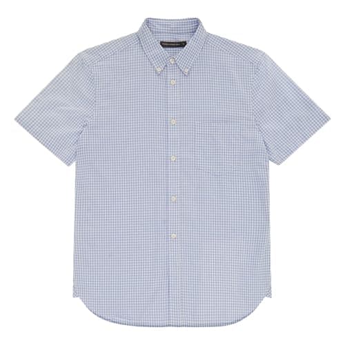 Image of French Connection Gingham Pocket Short Sleeve Shirt Large (Blue)