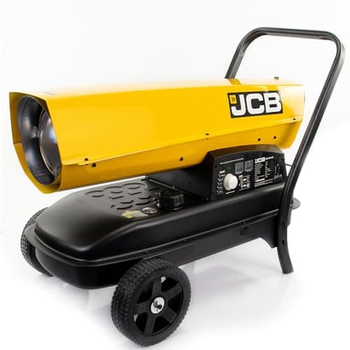 Image of JCB Diesel Space Heaters, Kerosene or Diesel, Large Coverage Area, Adjustable Thermostat, Steel Frame for Workshops, Factories, Construction Sites, Warehouses, and Agricultural (126,250BTU/ 37kW)