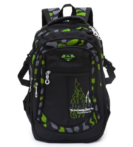 Image of ADGBPE Boys Backpack School Bag Secondary Rucksacks Teenage Student Durable Heavy Duty Large Kids Bookbags Waterproof (1-Green)