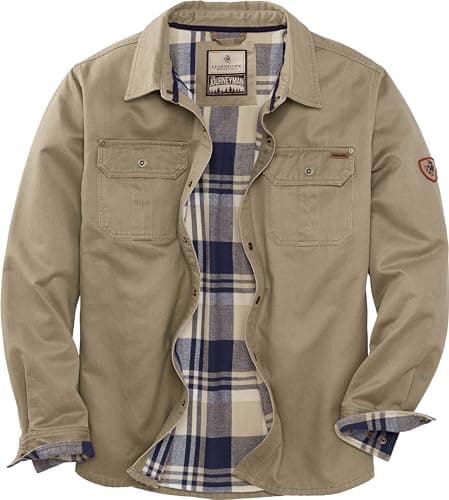 Image of Legendary Whitetails Men's Journeyman Shirt Jacket, Flannel Lined Shacket for Men, Water-Resistant Coat Rugged Fall Clothing, Twig, XL