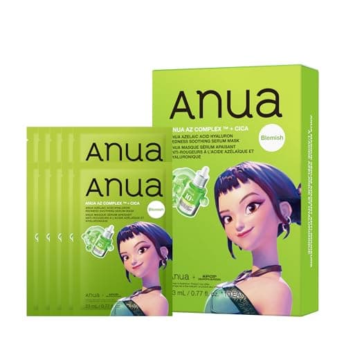Image of Anua Azelaic Acid Hyaluron Redness Soothing Serum Mask, Face Mask for Sensitive Skin, Blemish Care, Moisturizing Sheet Mask, Korean Skincare, 10 Sheets