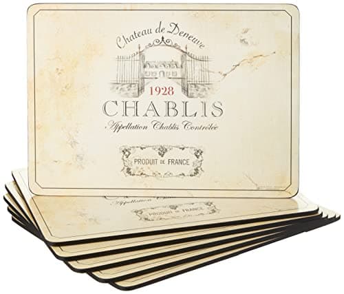 Image of Pimpernel Set of 6 Vin de France Placemats - Cork-Backed Table Mats with Heat Resistance and Stain Protection, Suitable for Everyday Dining and Entertaining, 30.5 x 23cm