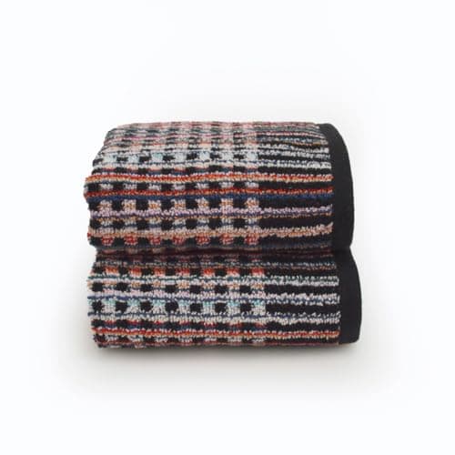 Image of Odyssey Pack of 2 Carnival Zero Twist Hand Towels 50 x 75cm, 100% Recycled Cotton – Super Soft, Absorbent & Quick Dry Sustainable Remnant Yarn Multicoloured Patterned Bathroom Towels