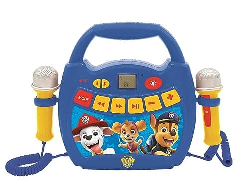 Image of LEXIBOOK, Paw Patrol, Portable karaoke digital player for kids, Microphones, Light effects, Bluetooth®, Record and voice changer functions, Blue, MP320PAZ