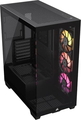 Image of CORSAIR iCUE LINK 3500X RGB Mid-Tower ATX PC Case – Panoramic Tempered Glass – Reverse Connection Motherboard Compatible – 3x CORSAIR iCUE LINK RX120 RGB Fans Included – Black