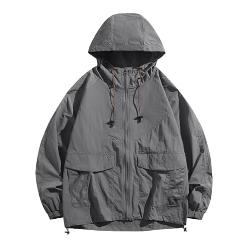 Image of Mrat Men's UPF 50+ Sun Protection Jacket Outdoor Windbreaker Lightweight Full Zip Hoodie Sunscreen Drawstring Long Sleeve Fishing Hiking Raincoat Shirts Athletic Quick Dry Tops Cycling Camping Running