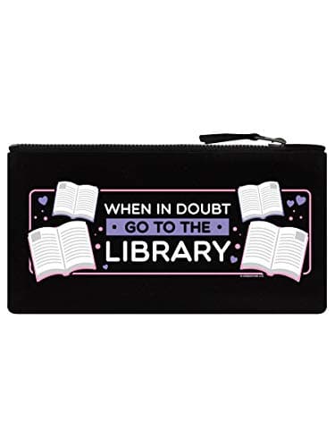 Image of When in Doubt Go to The Library Pencil Case Black