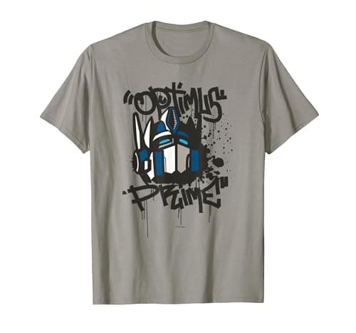 Image of Transformers Classic Optimus Prime Graffiti Face Portrait T-Shirt, Men, Slate Grey, Large