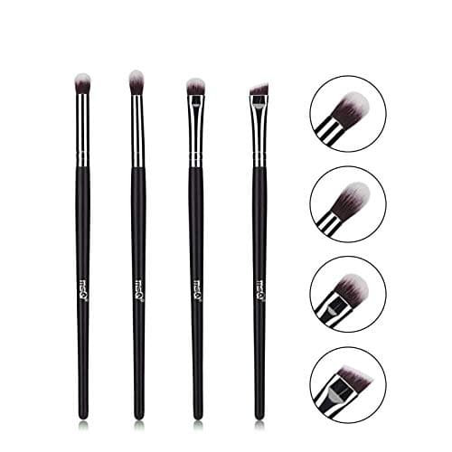 Image of MSQ Pro Eye Brush Set 4pcs Smoky Eye Shadow Contour Kit with Soft Synthetic Hairs & Real Wood Handle for of Eyeshadow Eyebrow Makeup Cream Powder Highlighter - Black