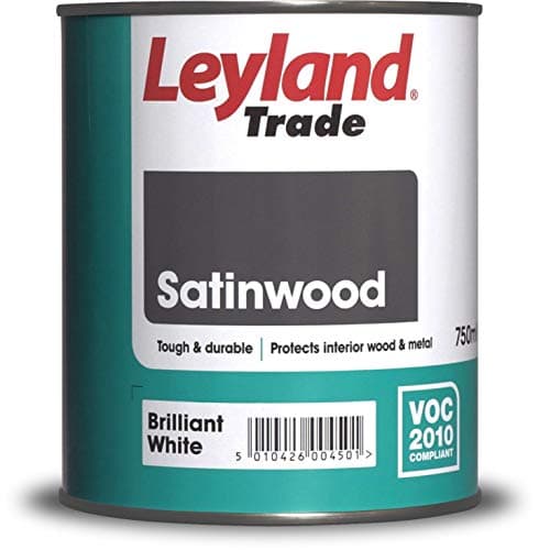 Image of Leyland Trade Satinwood Paint - Brilliant White 750ml