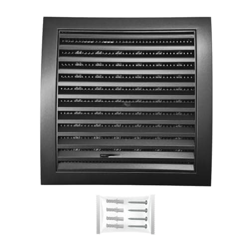 Image of H&C VENT Anthracite Ventilation Grille with Slider and Insect Protection 7,5 x 7,5Inch / 190 x 190mm │ Vent Cover │ Extractor Air Vent Covers for Inside and Outside │ Pipe Covers for Wall Door Window