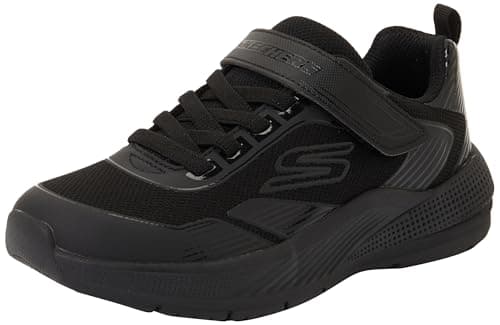 Image of Skechers Girl's Microspec Advance Oasis Point Sneakers, Black Pu/Multi Mesh, 2.5 UK Child