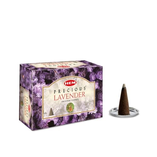 Image of Hem Cones Precious Lavender - Case Of 12 Boxes, 10 Cones Each - Hem Incense From India