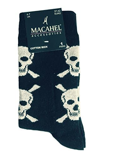 Image of Cotton Rich Large Skull Design Unisex Ankle Socks (Ladies)