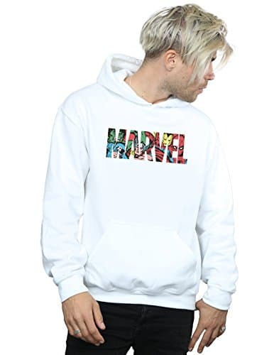 Image of Marvel Comics Men's Logo Character Infill Hoodie White XX-Large