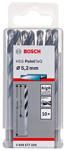 Image of Bosch Professional 10-piece PointTeQ HSS Twist Drill Bit (for Metal, 5.2 x 52 x 86 mm, Drill Driver Accessories)