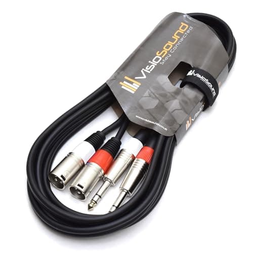Image of VisioSound 2 x Male XLR to 2 x 6.35mm 1/4" Stereo TRS Jack Balanced Twin Lead/Patch Cable 3m