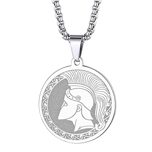 Image of chengxun Symbol of the Ancient Greek God of War - Ares Necklace for Men Women Greek War Memorial Charm Pendant Neck Chain Amulet Talisman Jewelry Gift (232S)