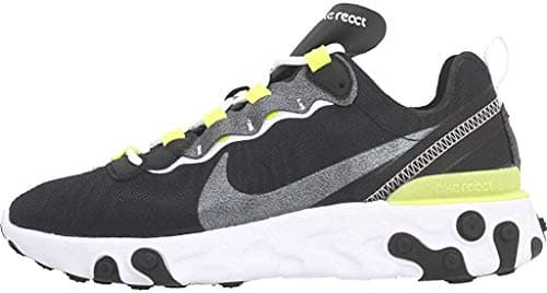 Image of Nike Women's React Element 55 SE Running Shoe, Negro/Veneno Limón/Blanco, 2.5 UK
