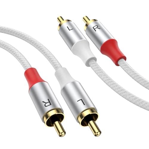 Image of MOSWAG RCA Stereo Cable,2-Male to 2-Male RCA Audio Stereo Cable 10Ft/3M,RCA Cord Auxiliary Audio Cord Nylon Braided for Home Theater, HDTV, Amplifiers, Hi-Fi Systems, Car Audio, Speakers