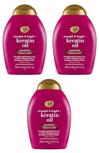 Image of OGX Strength and Length Keratin Oil Shampoo, 385ml, 97751 (Pack of 3)