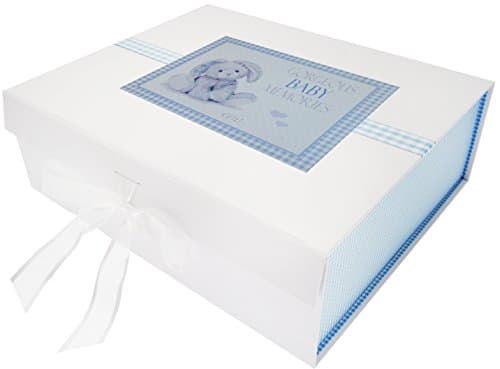 Image of WHITE COTTON CARDS NBB2X New Baby, Large Keepsake Box, Blue Bunny, Board, 27.2 x 32 x 11 cm