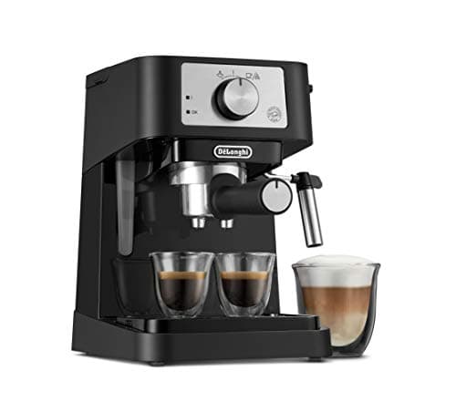 Image of De'Longhi Stilosa Manual Espresso Machine, Latte & Cappuccino Maker, 15 Bar Pump Pressure + Milk Frother Steam Wand, Black/Stainless, EC260BK, 13.5 x 8.07 x 11.22 inches