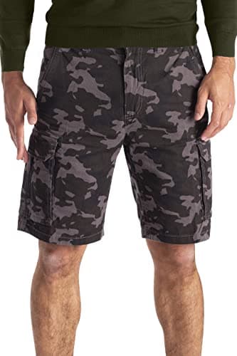 Image of Mens Army Cargo Shorts Military Camo Relaxed Casual 100% Cotton Classic Utility 6 Pockets Summer Beach Golf Flex Cargo Work Combat Work Chino Half Pants All Waist Size 32W-44W (Charcoal Camo, 36)