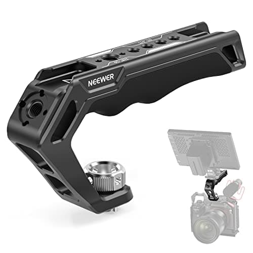 Image of NEEWER Camera Top Handle with 3/8" ARRI Locating Pins, Comfort Silicone Grip with 1/4" 3/8" Threads and 3 Cold Shoes, Compatible with SmallRig Handles Camera Cages Video Rigs, CA007