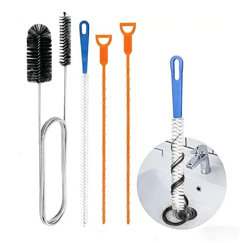 Image of 5 Pcs Drain Unblocker Cleaner Brush Tool, Multifunctional Sink Unblocker Tool, Double Ended Nylon Pipe Cleaner Brush, Sewer Pipe Cleaners, Plug Hole Hair Remover Tools, for Kitchen, Bathroom Shower
