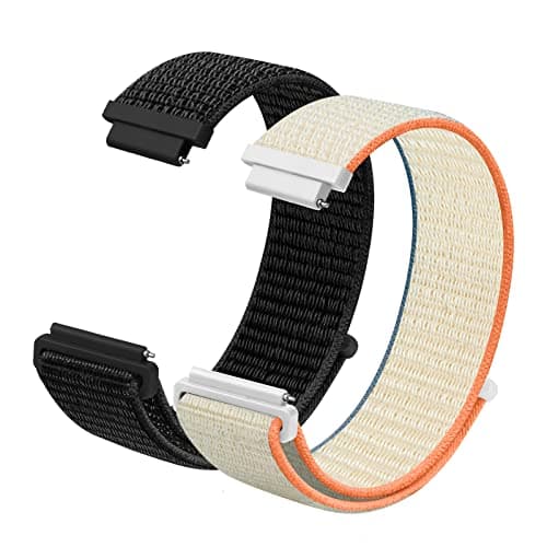Image of Vicloon Nylon Fabric Watch Straps, Pack of 2 Quick Release Watch Strap 20mm Nylon Replacement Watch Band for Men and Women Multicolors (Black+White)