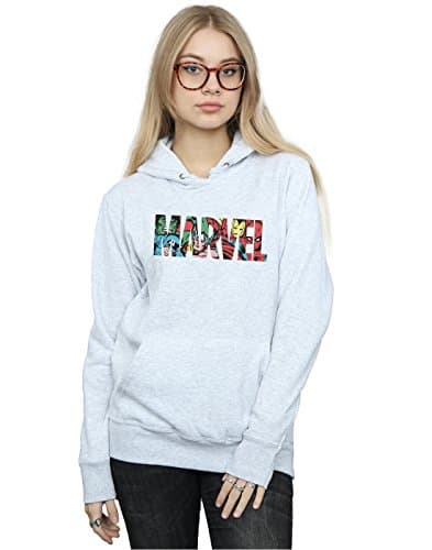 Image of Marvel Comics Women's Logo Character Infill Hoodie Heather Grey Medium