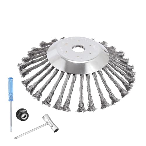 Image of Viabrico 10 Inch Unbreakable Wired Trimmer Blade, Steel Wire Cutter Trimmer Head, Wire Rotary Brush Weed Trimmer Head, Weed Eater Head with Adapter Kit for Moss Grass Rust Removal