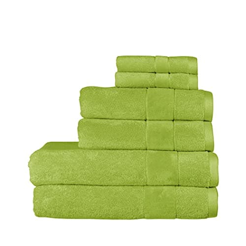 Image of Christy Prism Bath Towel Set | 6 pieces | Vibrant Colours | 100% Turkish Cotton | Super Soft and Fluffy | Quick Dry | 2 Bath Towels 2 Hand Towels 2 Face Cloths | Mojito Light Green