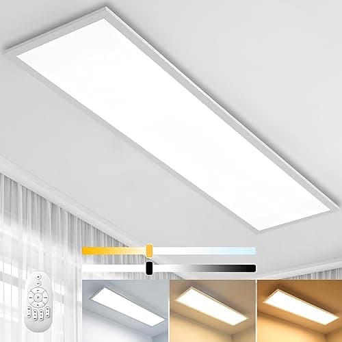 Image of Aimosen Dimmable LED Ceiling Light Panel 100 x 25 cm, Rectangular, Warm White/Cold White, 28W, 2500 Lumens, Minimalist Style, Ideal for Living Room & Office