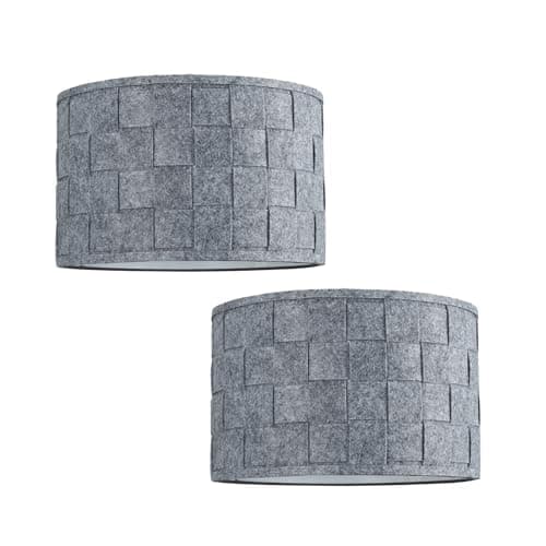 Image of MiniSun | Large Modern Weave Design Ceiling Light Shades in a Grey Felt Finish | Pendant Lights, Home Décor & Improvement Essential | Set of 2 | 32cm Shade Width