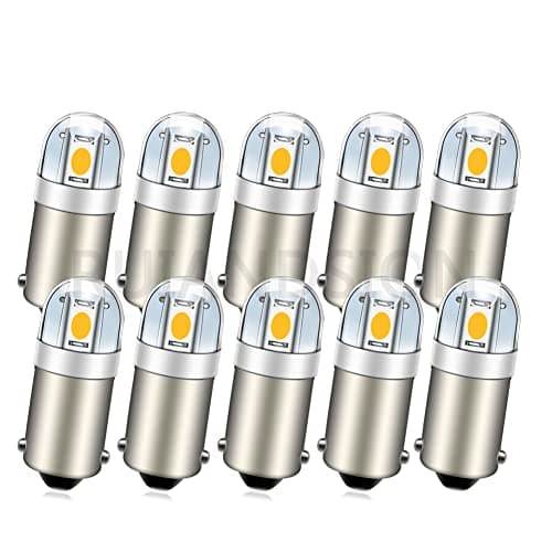 Image of Ruiandsion BA9S LED Bulb Warm White BA9 1895 1891 53 57 12V LED Bulb 3030 2SMD Chipsets LED Replacement Bulbs for Car Interior Dome Map License Plate Glove Box Lights (Pack of 10)