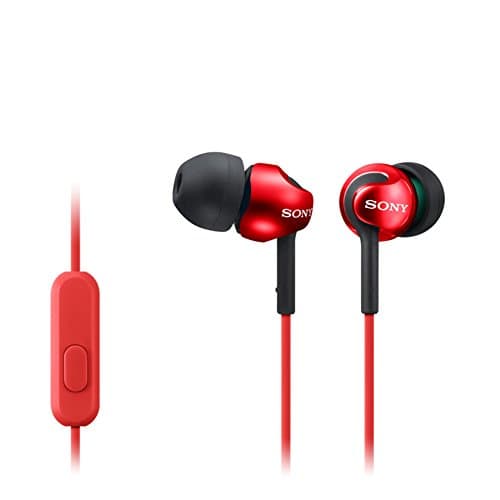 Image of Sony MDREX110APR.CE7 Deep Bass Earphones with Smartphone Control and Mic - Metallic Red