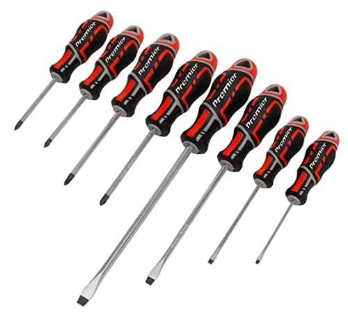 Image of Sealey GripMAX Screwdriver Set 8pc - Soft Grip High Power Handles Slot Ph Pozi **Red**