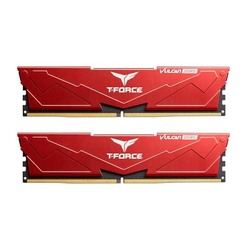 Image of TEAMGROUP T-Force Vulcan DDR5 32GB (2x16GB) 6000MHz (PC5-48000) CL38 Intel XMP 3.0 & AMD Expo Compatible Desktop Memory Module Ram Red FLRD532G6000HC38JDC01
