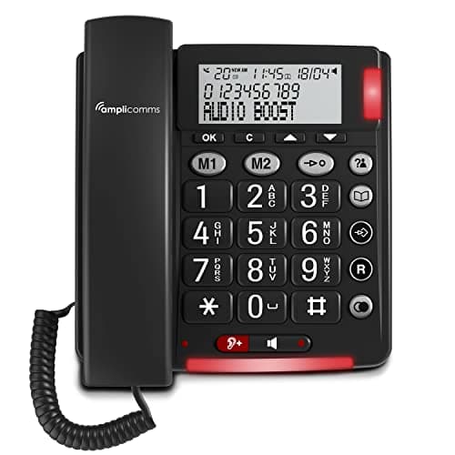 Image of Amplicomms BigTel 48 Plus Large Button Phone with Handsfree Function and Audio Boost 40 dB, Extra Loud Ringtones, Hearing Aid Compatible