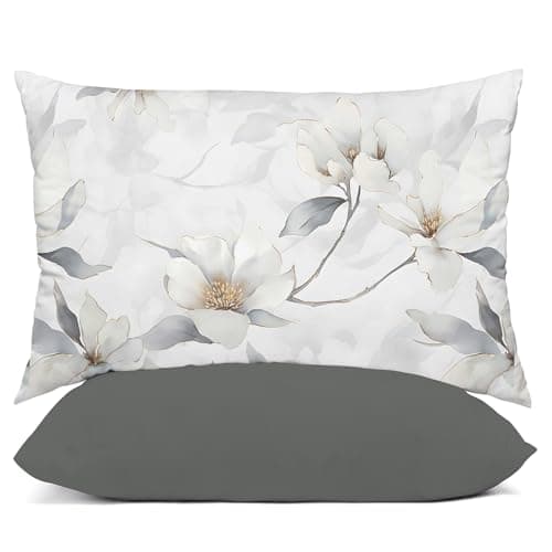 Image of YIYEA Pillow Cases Queen Size Set of 4, Ultra Soft Double Brushed Microfiber Pillowcases, Vibrant Floral Pillow Cases, Luxury Embroidered Bed Pillow Covers, Envelope Closure, 20"x30"