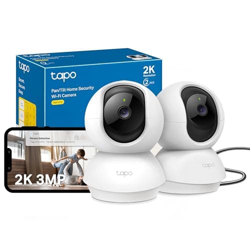 Image of Tapo Wifi Indoor Camera, 2K 3MP Full HD Baby Camera, 360° Security Wireless Pet Camera, Night Vision, Work with Alexa & Google Home, 2 Pack C210P2 (Package may vary)