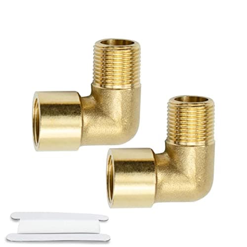 Image of Bwintech 2 Pcs 90 Degree 1/2" Female to 1/2" Male BSP Thread Brass Elbow Connector Pipe Fitting for Pipe Connecting Conversion
