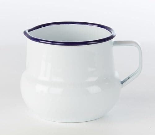 Image of AuraHome ® White Traditional Enamel Milk/Cream or Sauce/Gravy/Custard/Water Pouring Jug Pitcher 450 ml Capacity 12cm W x 9cm H Retro Unbreakable Classic Tableware