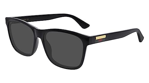 Image of Gucci Men's GG0746S Sunglasses, Black-Black-Grey, 57, Black-black-grey, 57