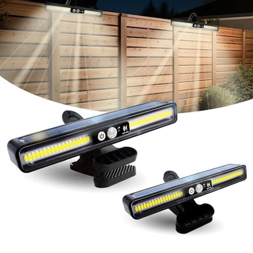 Image of Surplex 2 Pack Clip-On Solar Lights Outdoor, 36 LED Motion Sensor Security Lights - IP65 Waterproof, 3 Lighting Modes, Dual Mount, Solar Lamps for Fence/Gutter/Garden/Patio/Walkway/Garage, Warm Light